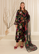 Printed Essentials by Farasha Embroidered Lawn 3 Piece Unstitched Suit FSH24 FPE-07 EBONY PASSION